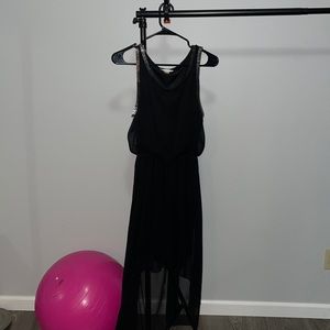Double zero medium black dress with chain, sheer bottom